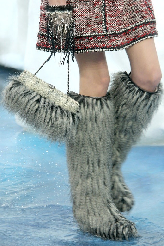 Chanel Fall 2010 Faux Fur Fantasy Shaggy Knee-High Statement Boots (US 6.5  - 7 / IT 37) — sororité.