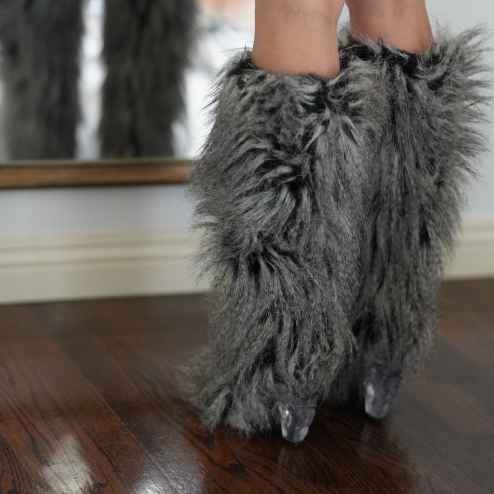 Chanel Fall 2010 Faux Fur Fantasy Shaggy Knee-High Statement Boots (US 6.5  - 7 / IT 37) — sororité.