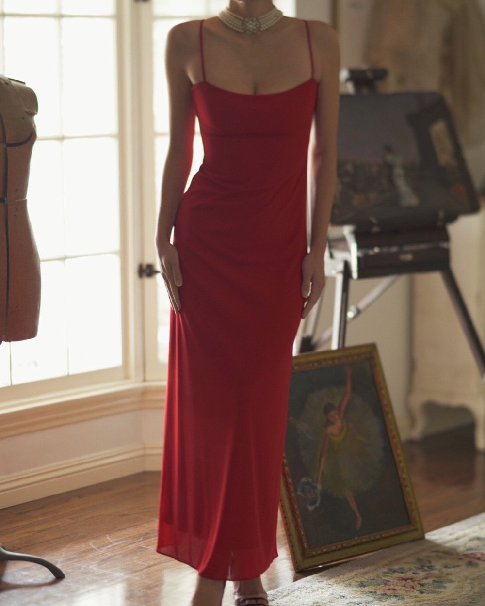 classic long red dress Long Red Dress with Hight Slit - Slit Evening Gown