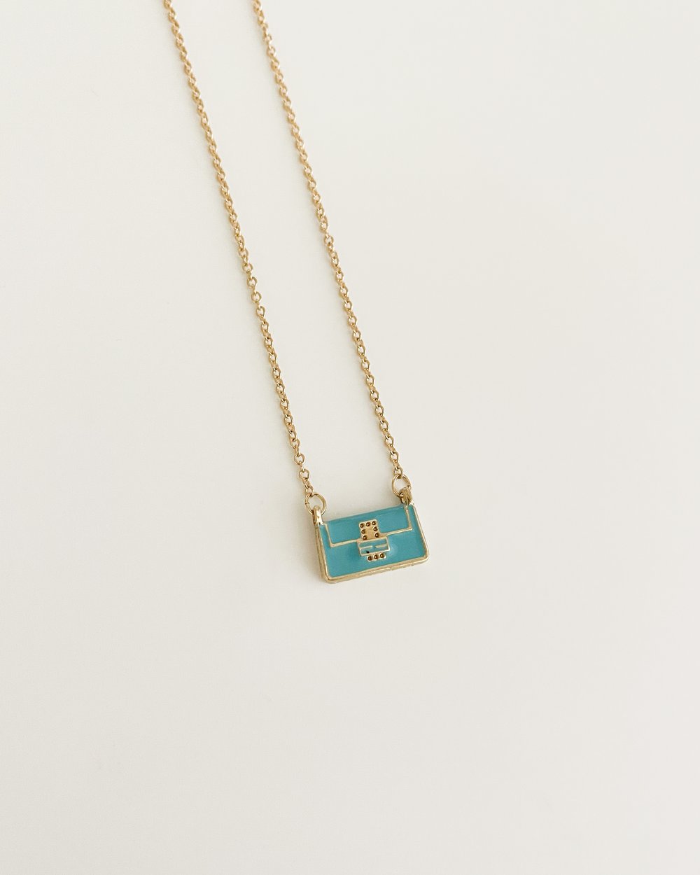 Fendi Mini Baguette Bag Reworked Charm Necklace - Blue — sororité.