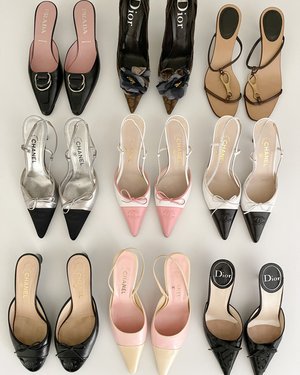 Chanel Iconic CC Pink & White Toe Cap Bow Slingback Kitten Heels (US  8-8.5 / IT 39) — sororité.