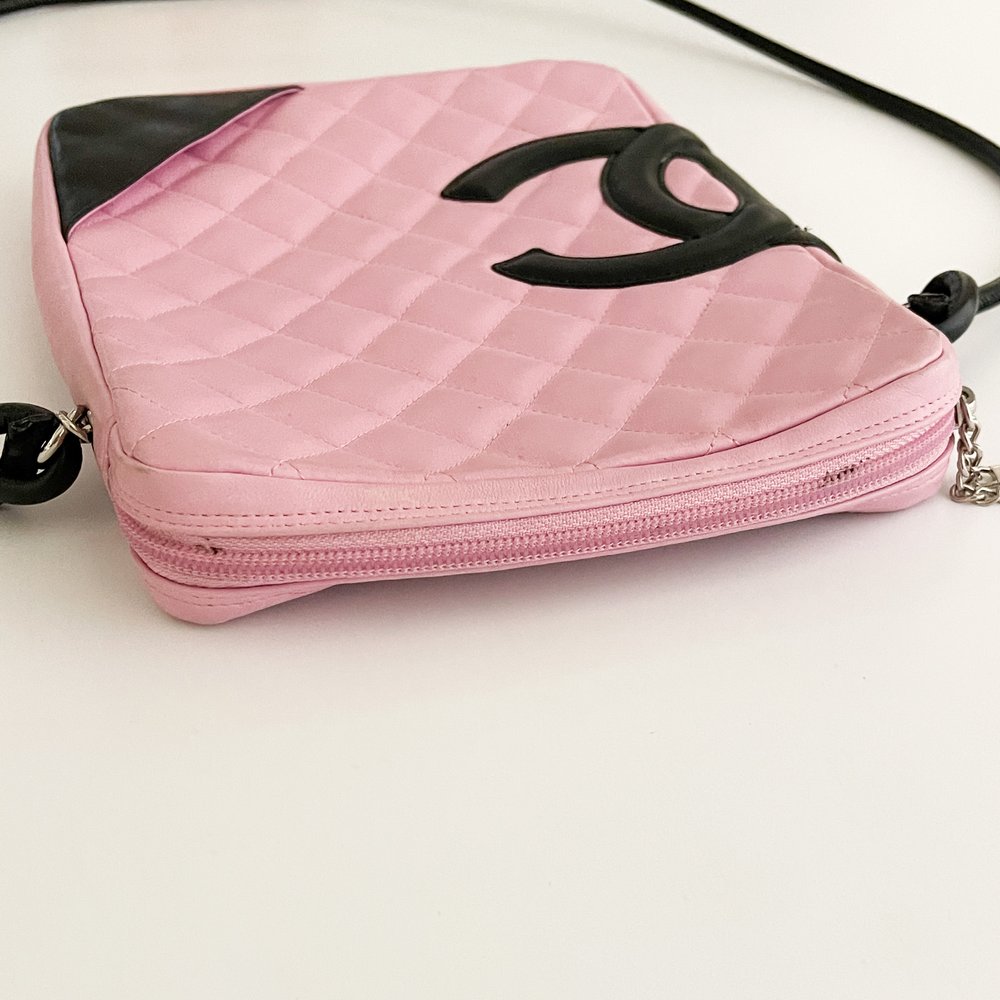 Chanel by Karl Lagerfeld 2005 Pink & Black CC Crossbody Purse — sororité.