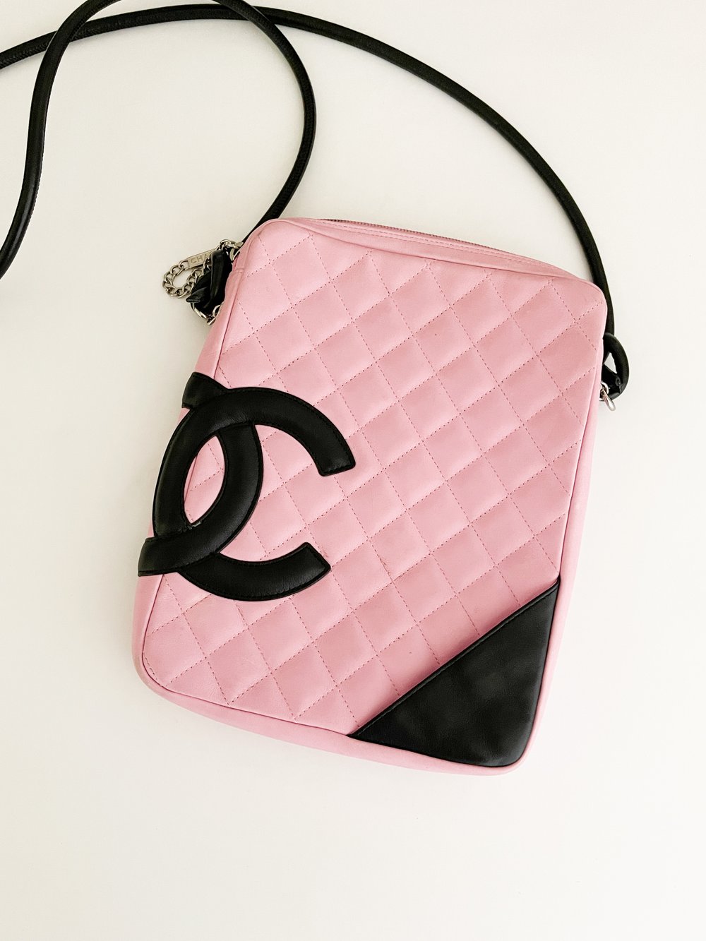 Chanel by Karl Lagerfeld 2005 Pink & Black CC Crossbody Purse — sororité.