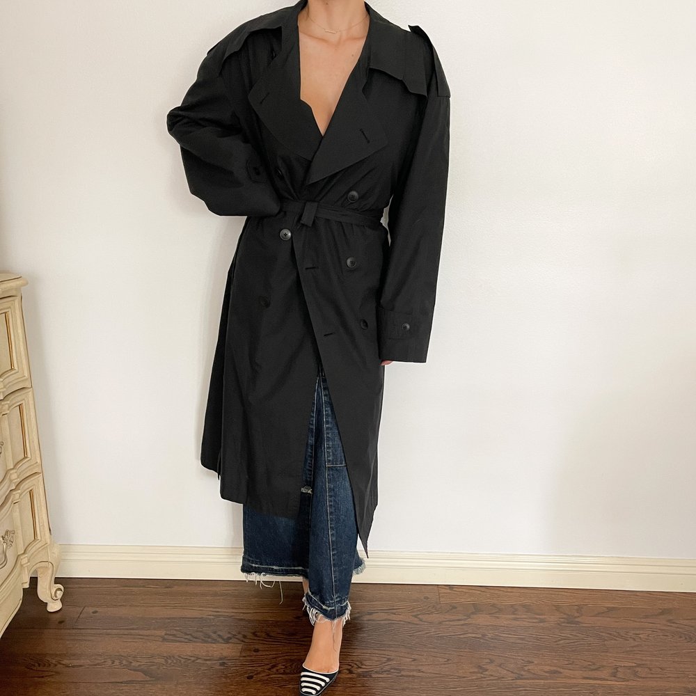 Christian Dior Vintage Midnight Oversized Trench Coat (L-XL) — sororité.