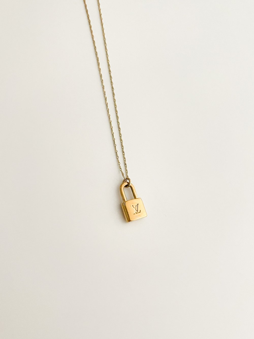 LV Re-Worked Lock Chain Necklace