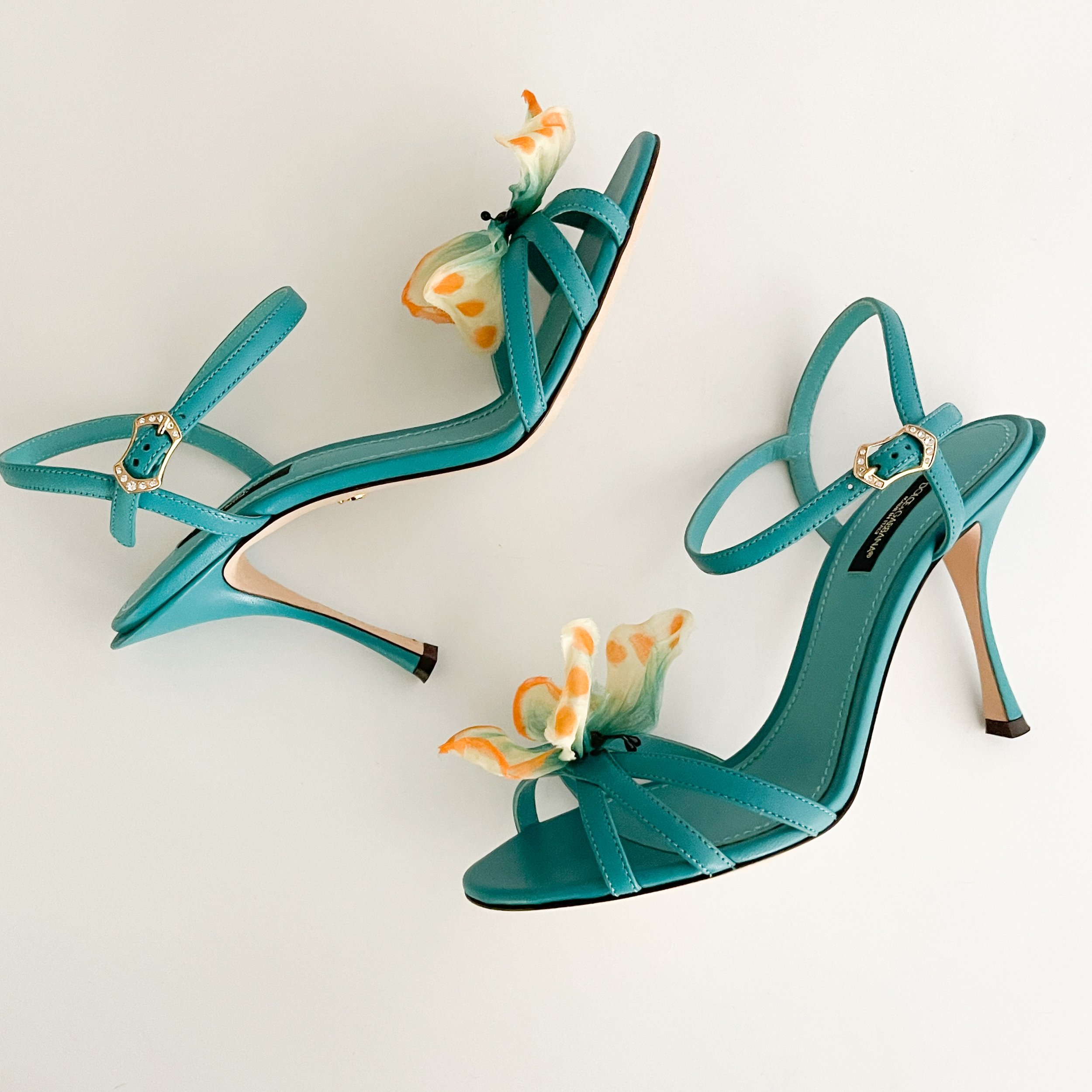 Dolce & Gabbana Rare Butterfly Blue Sandal Heels (US 7 / IT 37) — sororité.