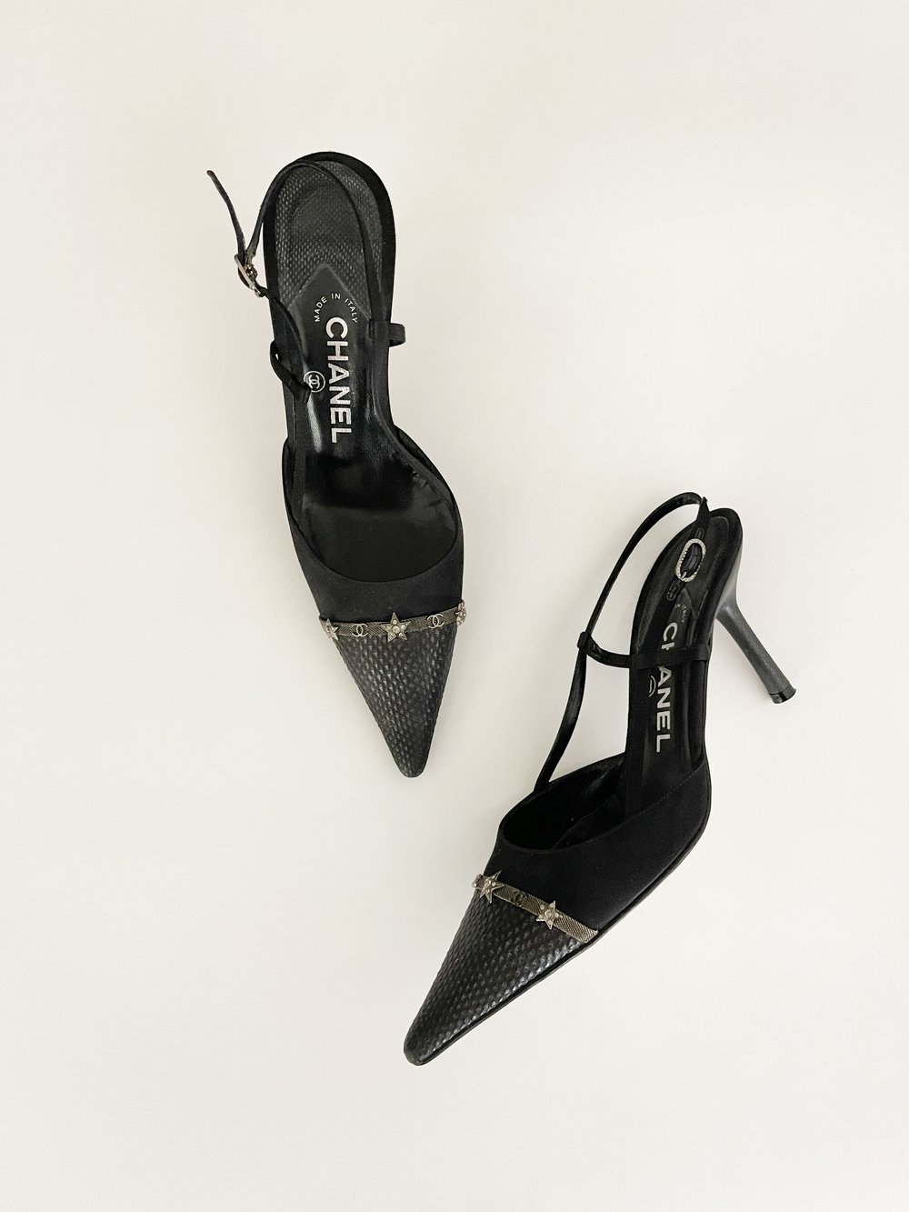 Chanel CC Star Slingback Heels (US 7.5 / IT 38) — sororité.