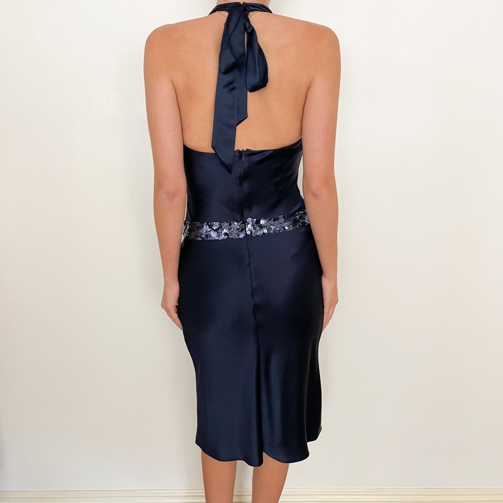 NWT Vera Wang 2000's Blue Sequin Belted Drop Waist Dress - As Seen on  Gossip Girl (S-M) — sororité.