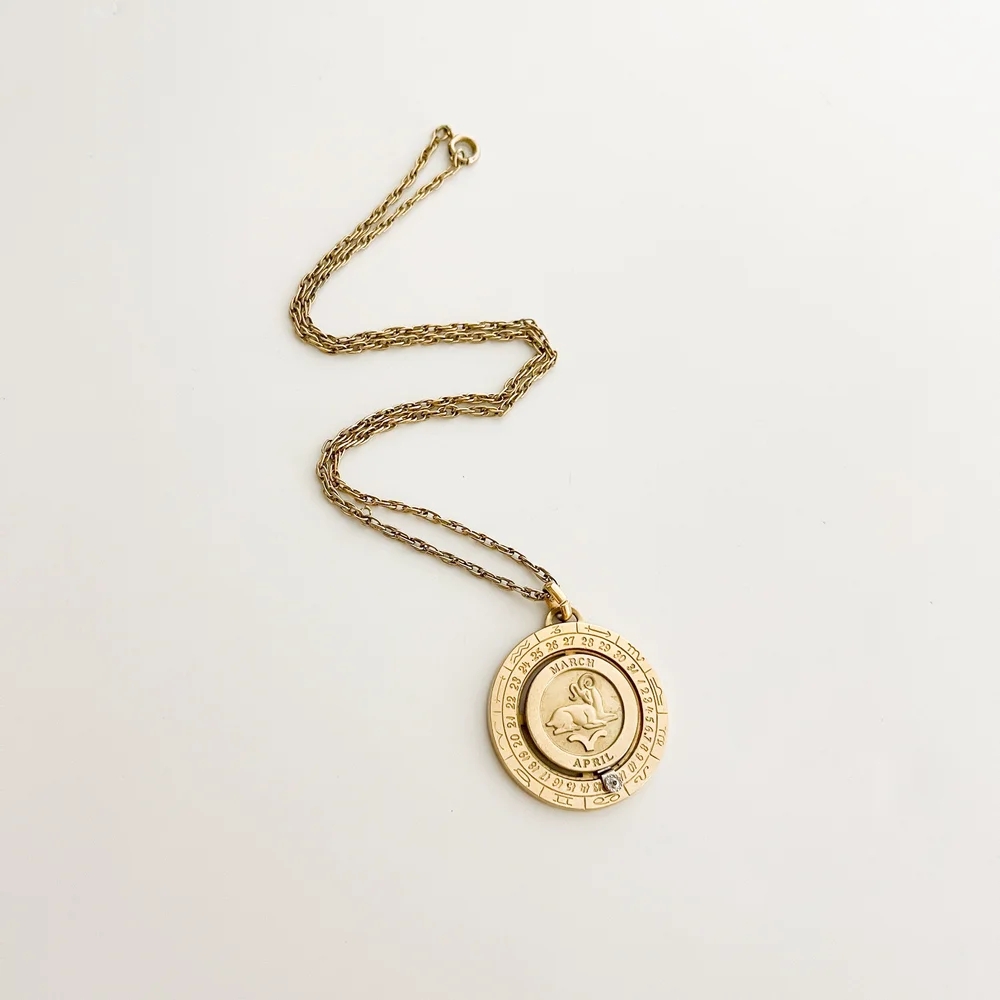 Pierre Cardin Vintage 1979 Aries Zodiac Necklace with Genuine
