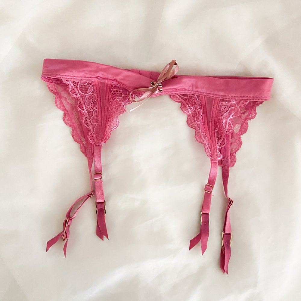The Sororité Collection: Darling Hot Pink & Dusty Rose Ribbon Bow Garter  Belt (XS-M) — sororité.