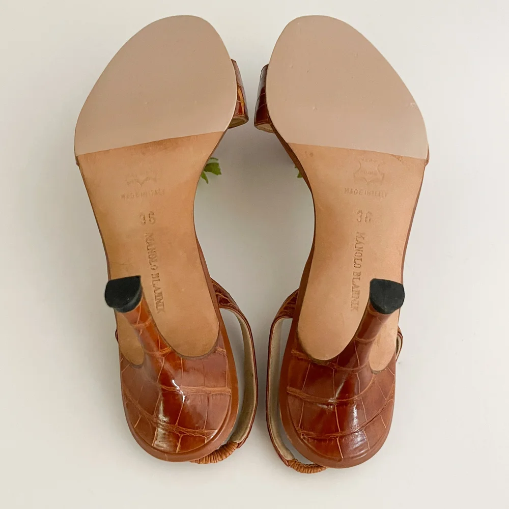 Sandales Manolo Blahnik Vernies Beige/Marron - Taille 39, Haute, Neuves