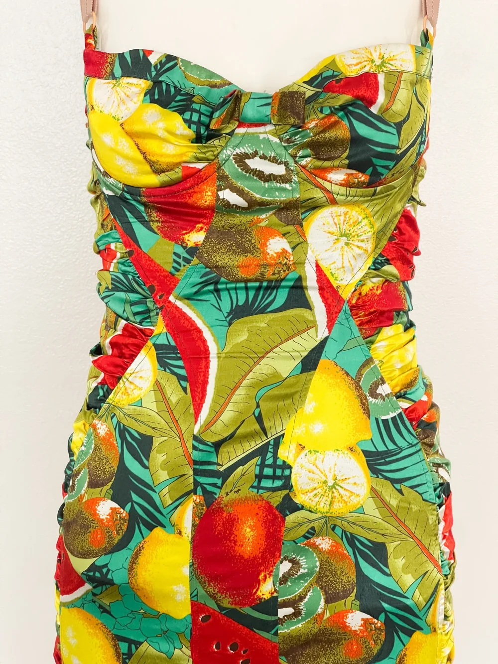 Dolce & Gabbana フルーツ プリント ドレス ワンピース Dolce & Gabbana D&G Tropical Fruit Print Bustier Dress (XS-S