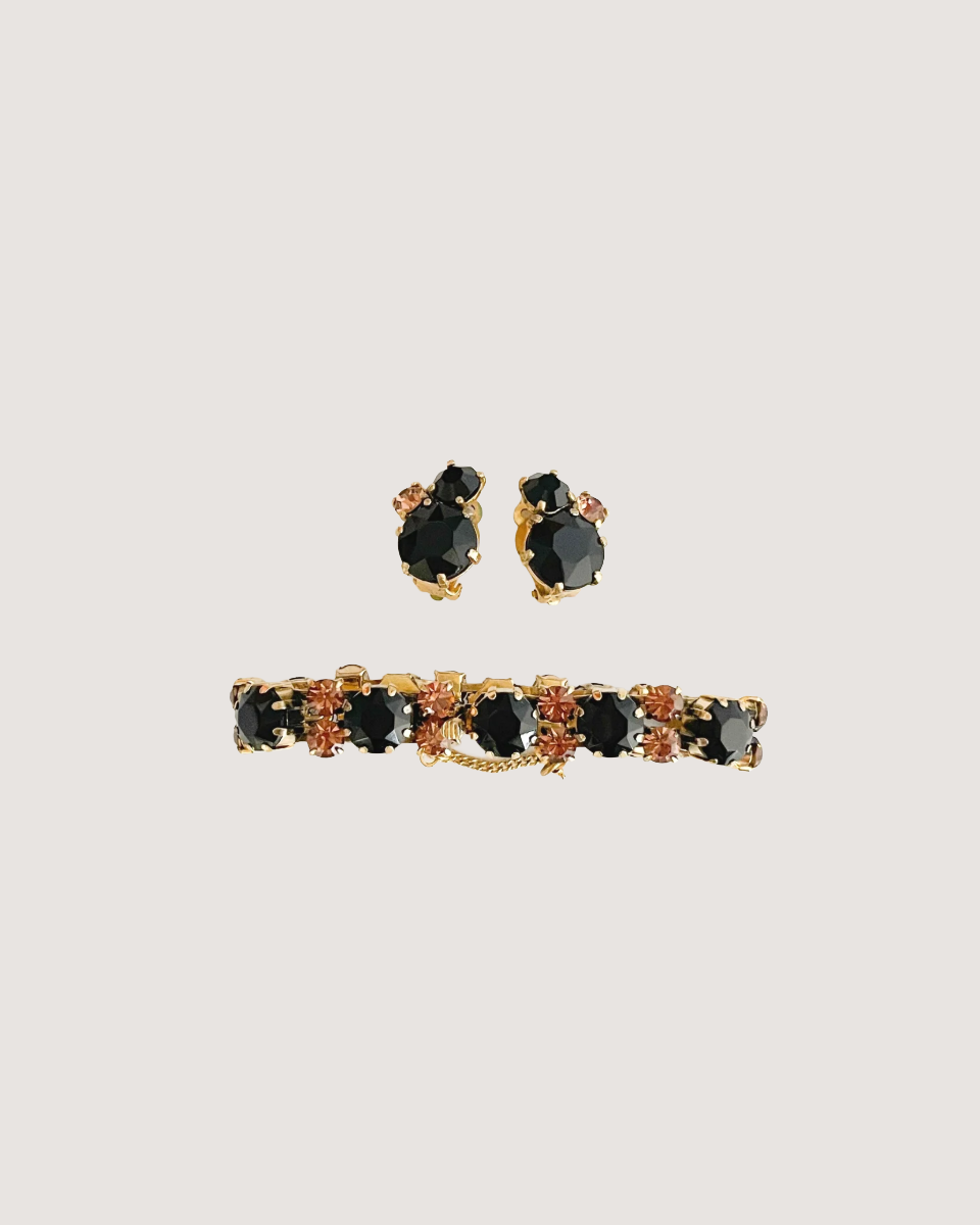Schiaparelli Vintage 1950's Jewel Bracelet & Clip-On Earrings Set