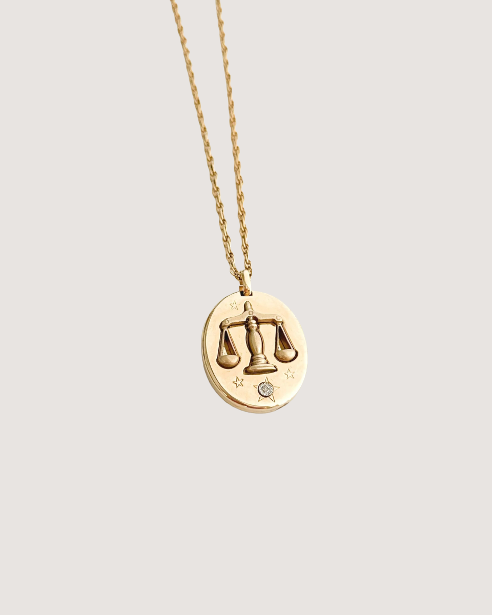 Pierre Cardin Libra Zodiac Pendant Necklace with Genuine Diamond 