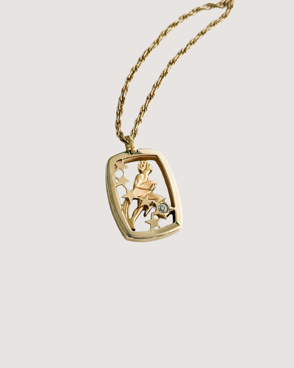 Pierre Cardin Vintage 1979 Aquarius Cut-Out Zodiac Necklace with