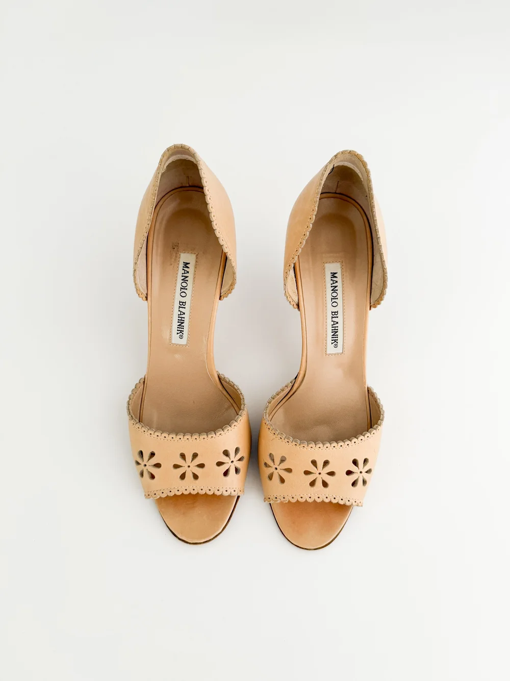 テ*ー様 Manolo Blahnik ベージュハイヒール 37.5 24cm Manolo-Blahnik-Canvas-Mother-