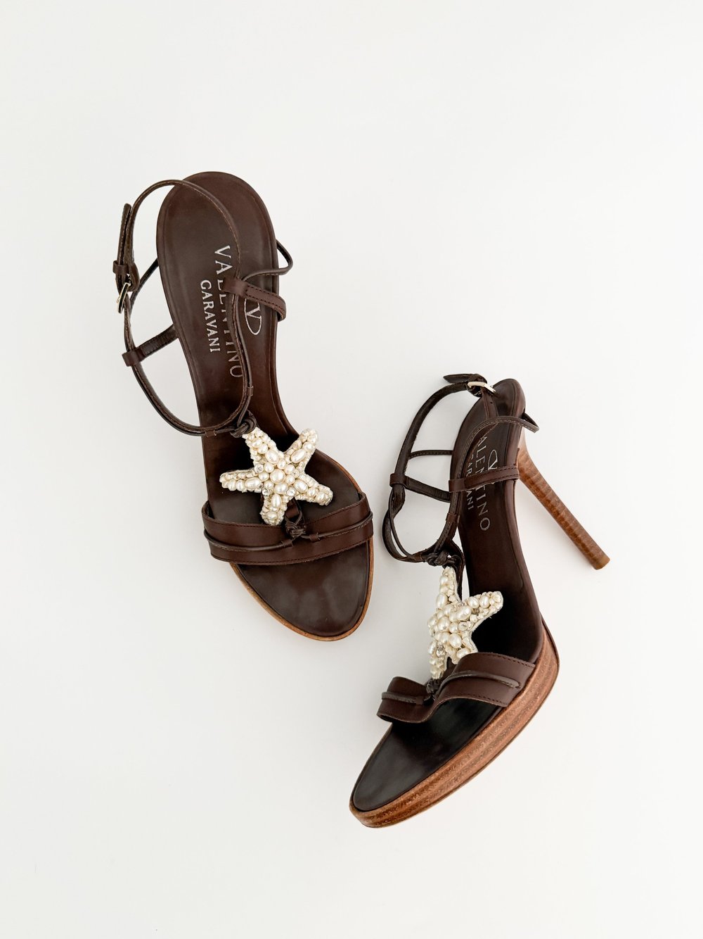 Valentino Garavani Pearl Beaded Starfish Sandal Heels (IT
