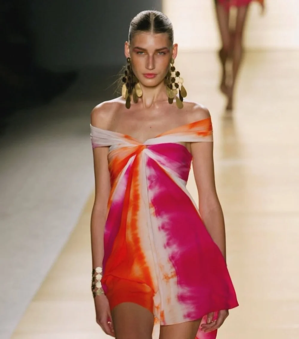 Runway Celine Pink Dress Celine S/S 2003 Runway Opening Look Tie