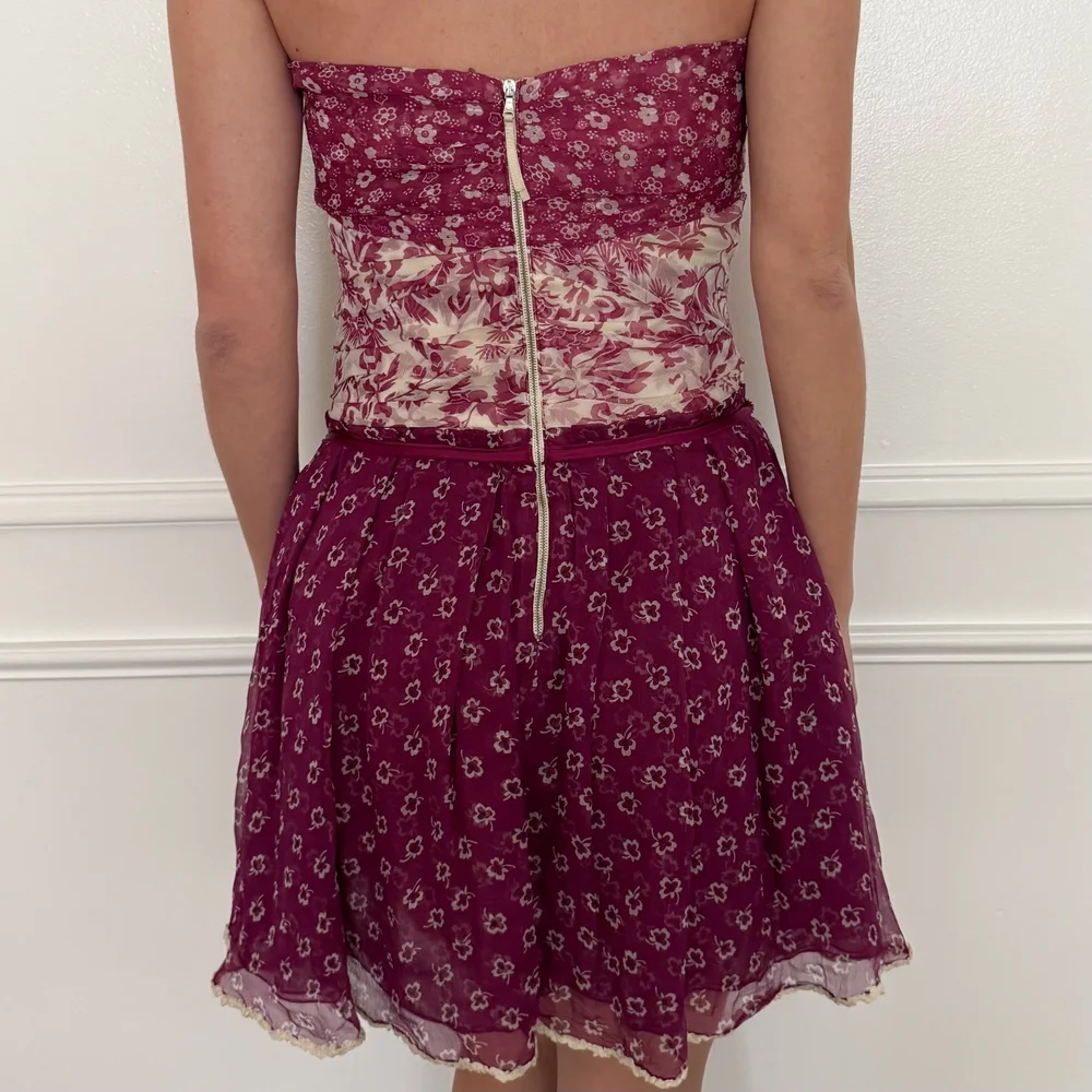 Dolce & Gabbana D&G 100% Silk Fuchsia Floral Mini Dress (M-L