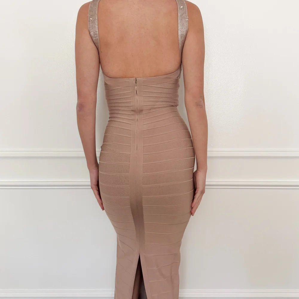benni brown dress Benni Gina Halter Dress in Chocolate – Hills Shire Hire main image 0