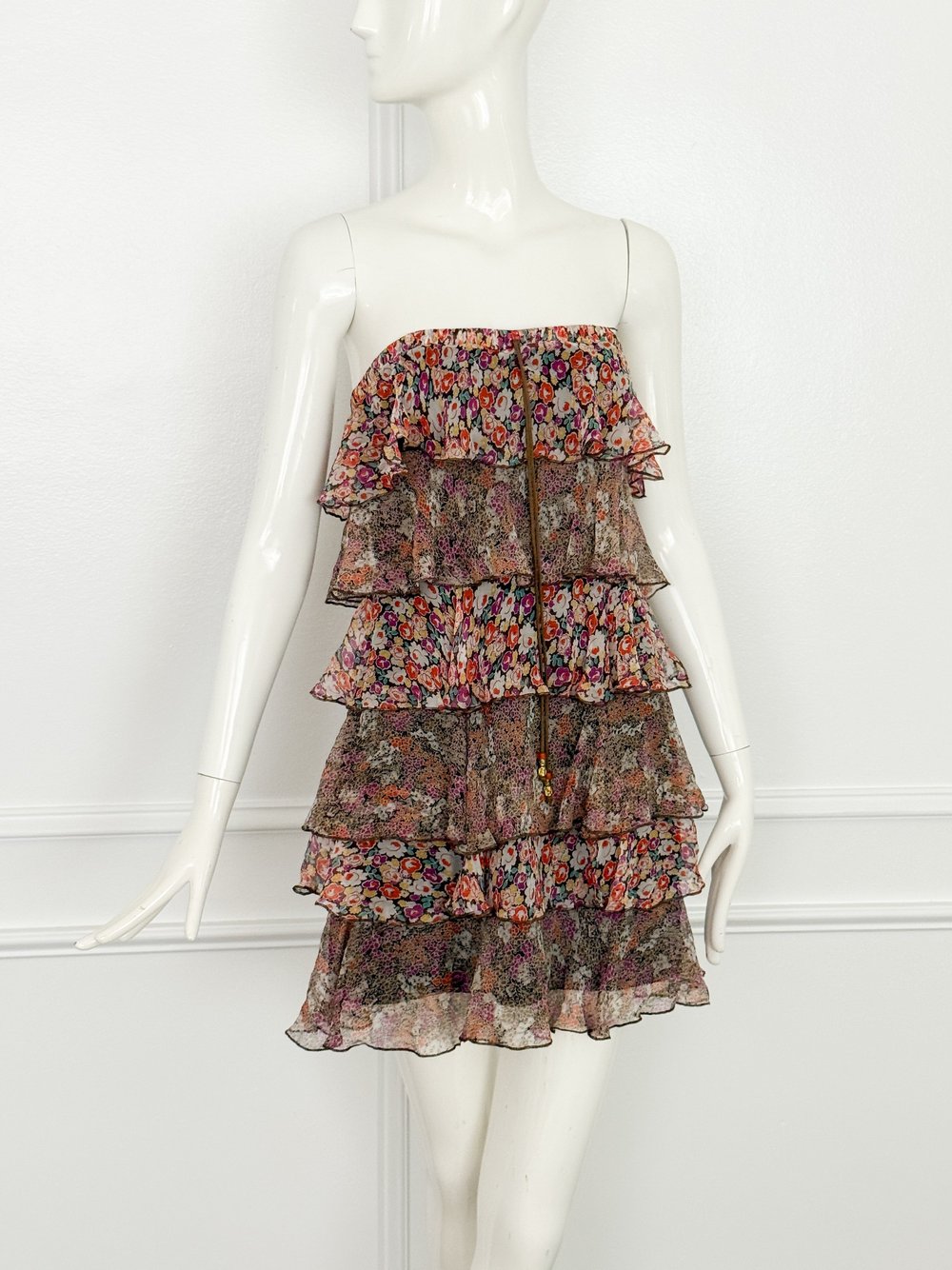 tiered silk mini dress CHLO Tiered silk-crepe mini dress