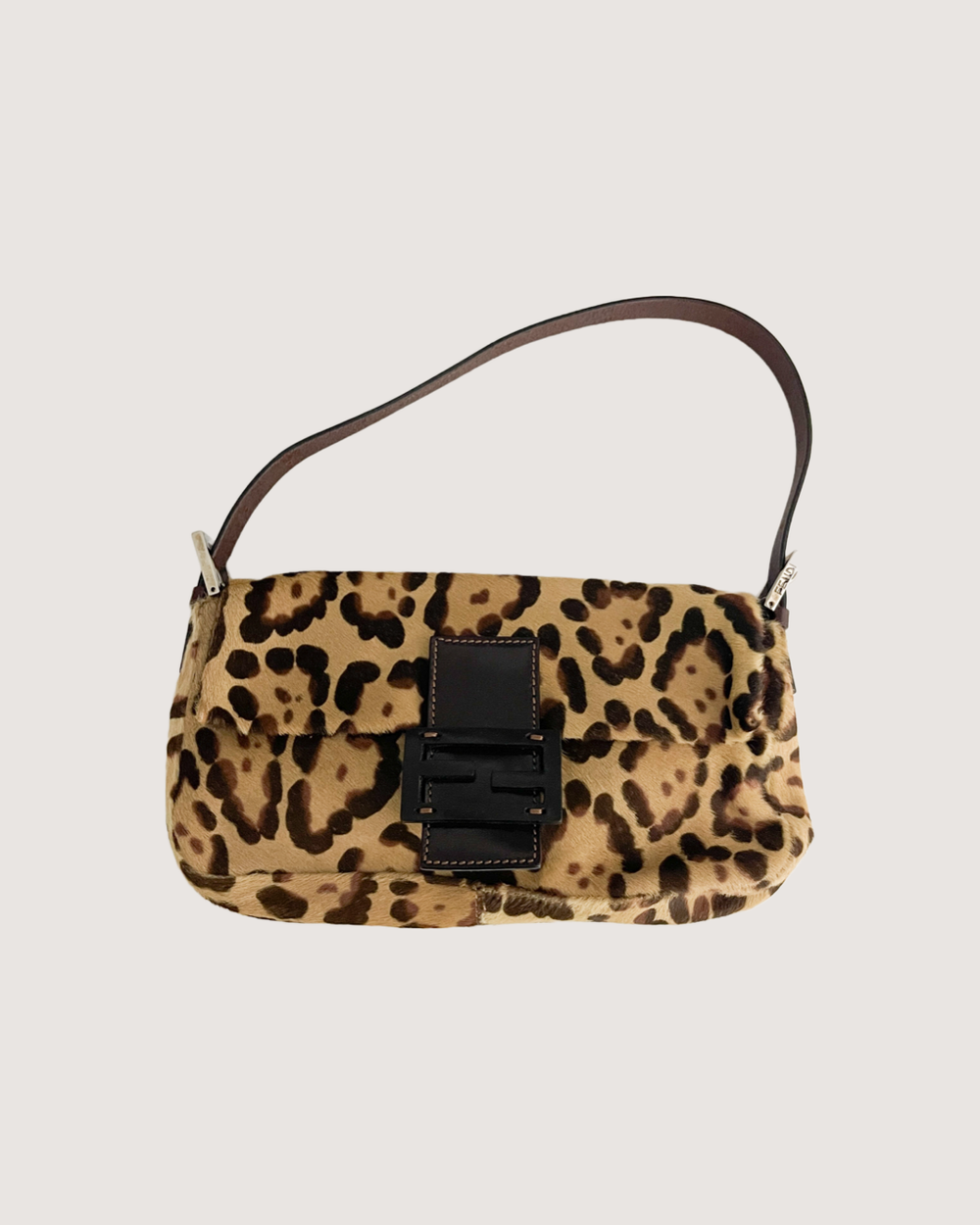 Fendi Vintage Leopard Print Pony Hair Baguette Bag —