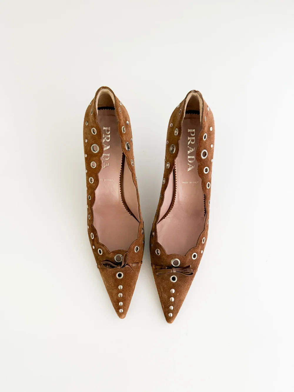 PRADA 00s ハトメ リボン シューズ Eyelet Bow Studs PRADA 00s ハトメ リボン シューズ Eyelet Bow Studs