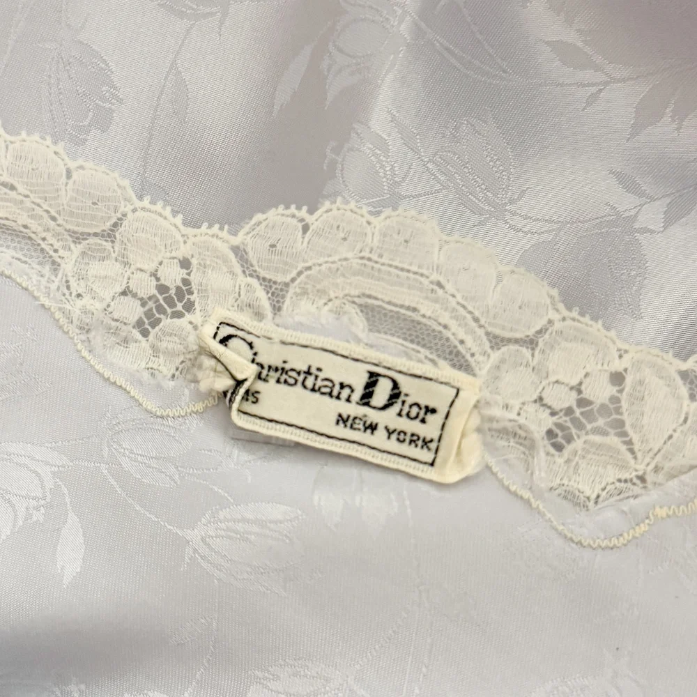 Christian Dior Vintage 1960's Periwinkle Blue Lace Trim Slip Dress