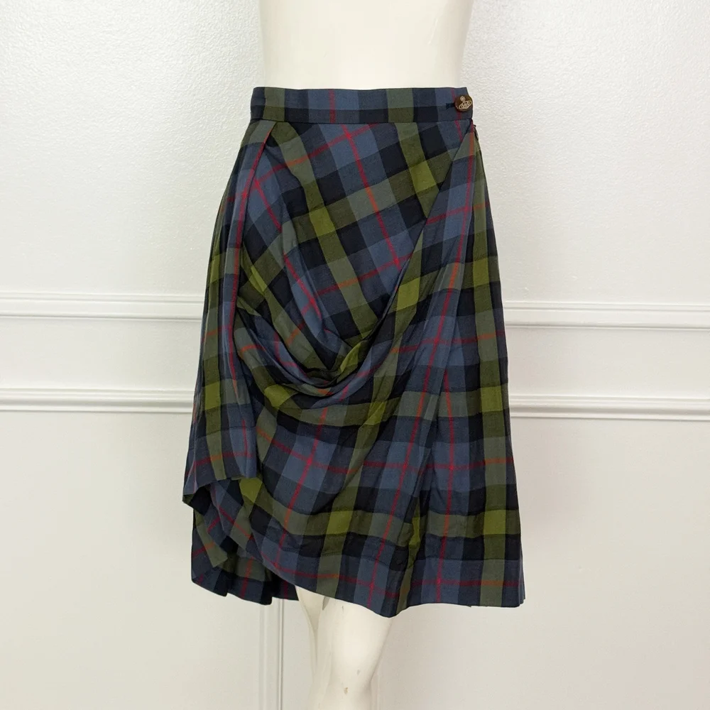 Vivienne Westwood Red Label Plaid Draping Skirt (Small