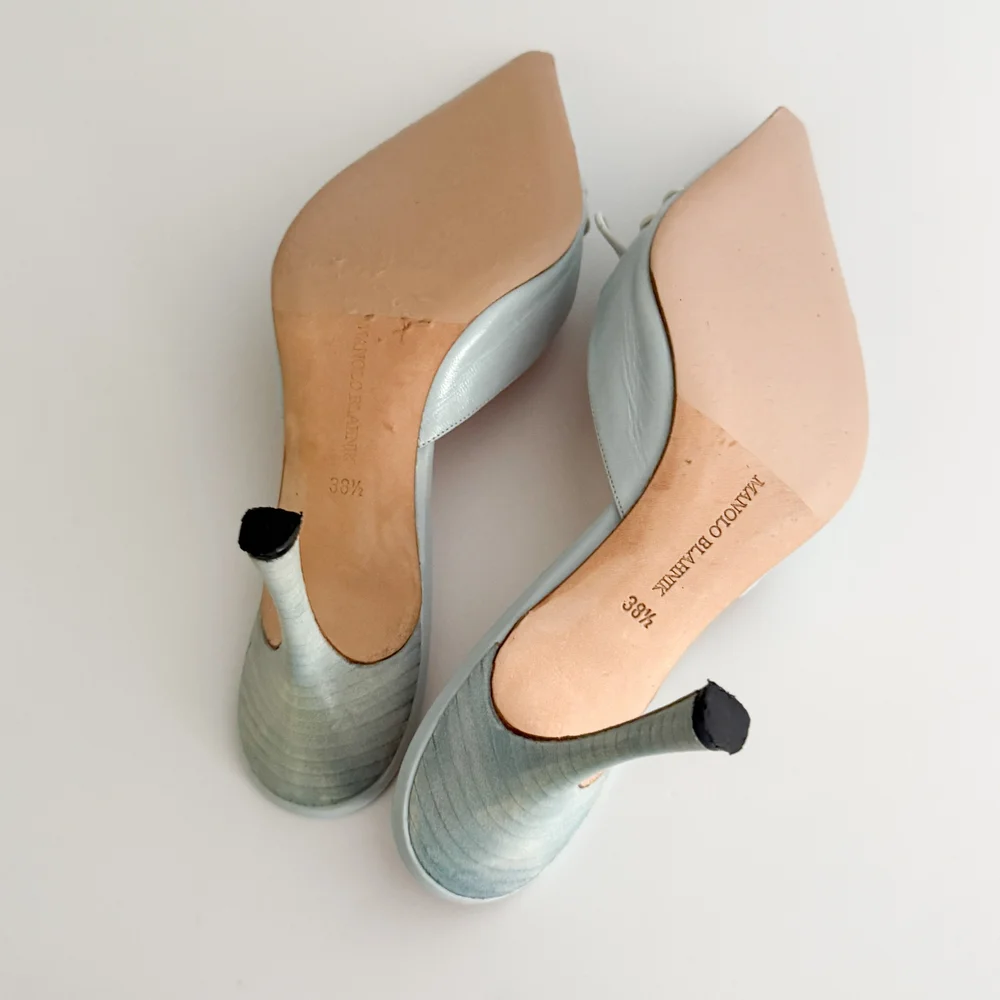 MANOLO BLAHNIK 36 BALERINU ミュール MANOLO BLAHNIK Ballerimu bow-detailed leather-trimmed satin