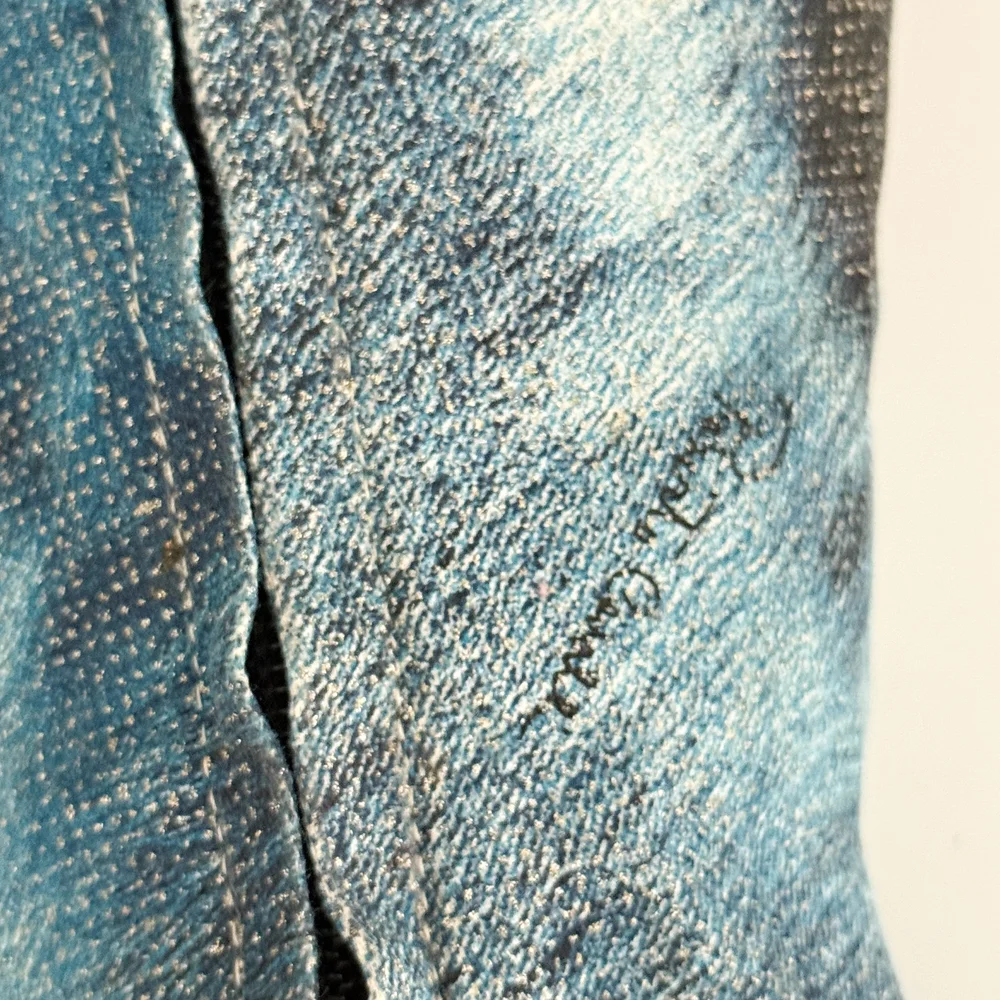 Roberto Cavalli Blue Painted Print Boot Heels (US 8 / IT 38