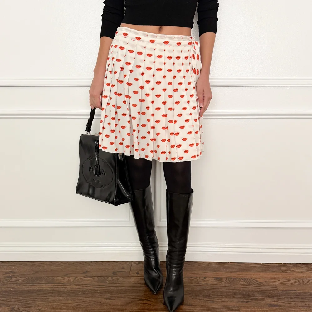 Prada Iconic Lip Pleated Tied Skirt (M-L) — sororité.