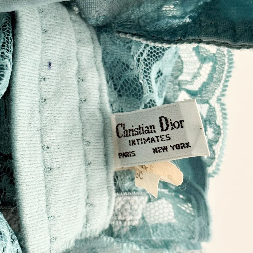 Christian Dior Vintage Classic Pearly Blue Floral Lace Bustier