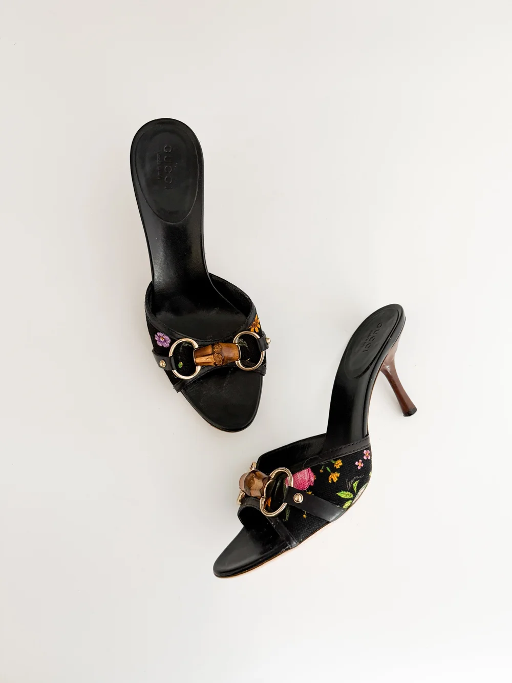 Gucci Flora Horsebit Bamboo Sandal Heels (US 6 B) — sororité.