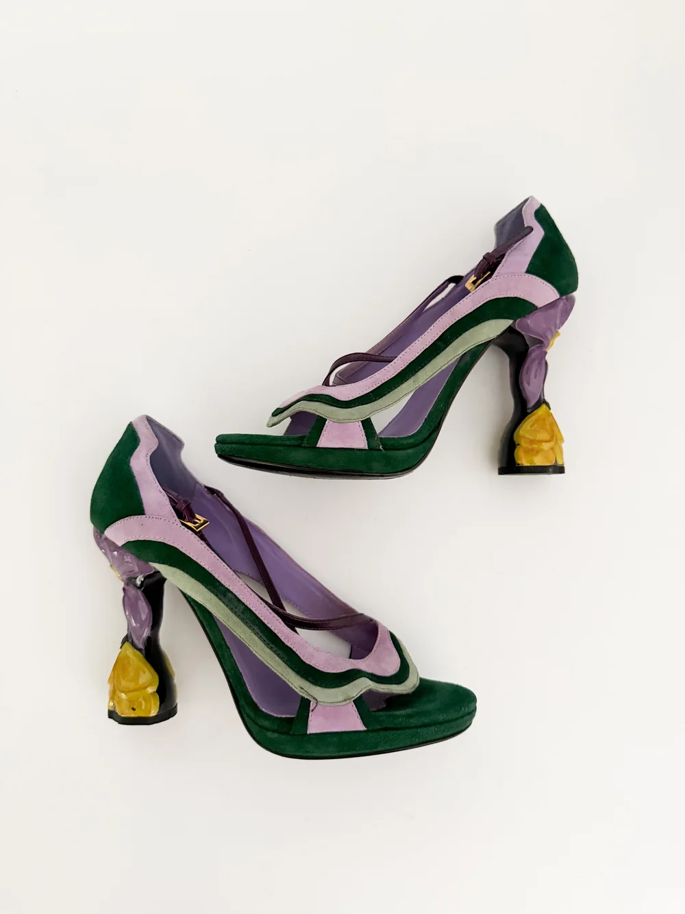 Prada S/S 2008 Fairy Collection Archival Suede Flower Heels (US 8