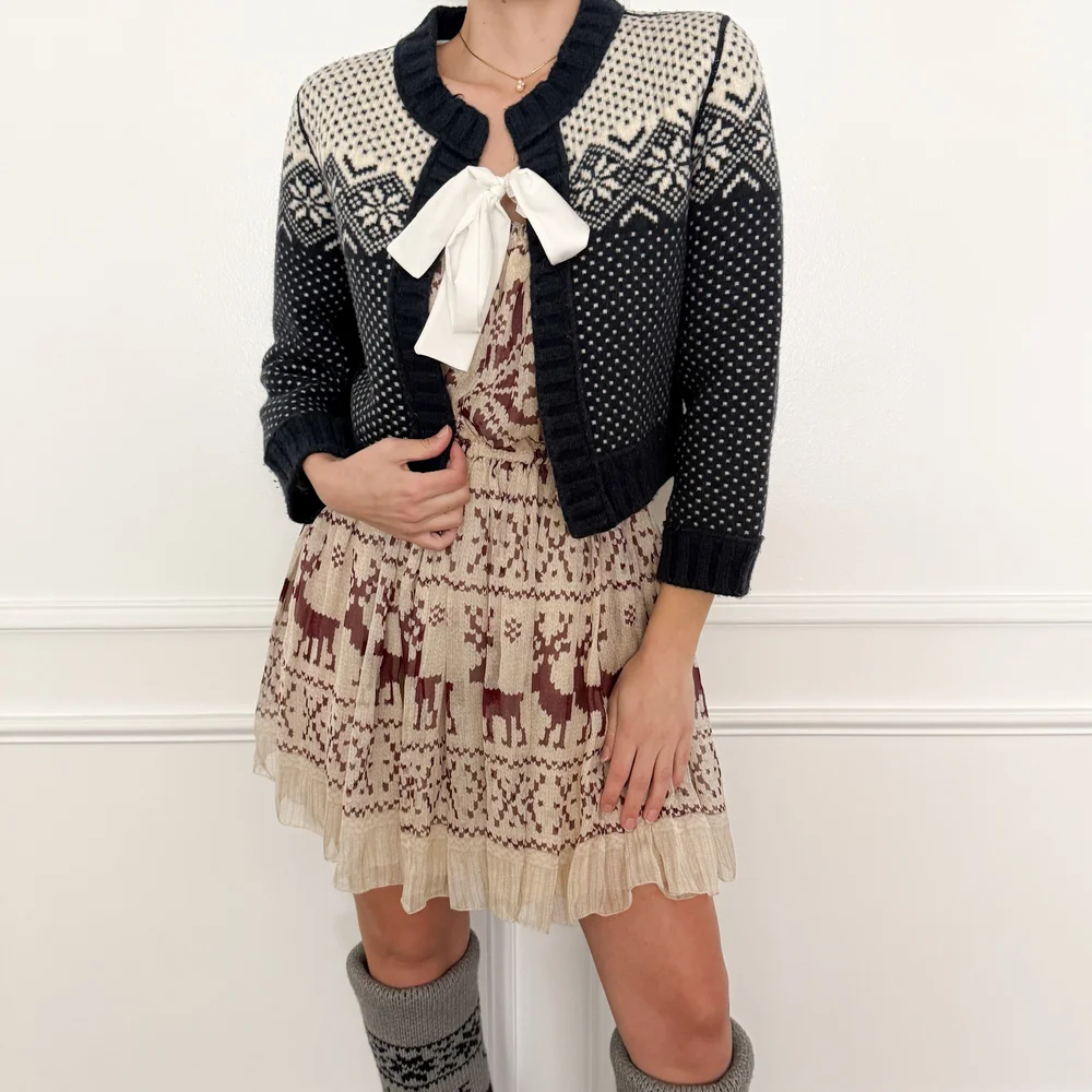 Dolce & Gabbana D&G F/W 2010 Runway Tied Snowflake Wool Cardigan