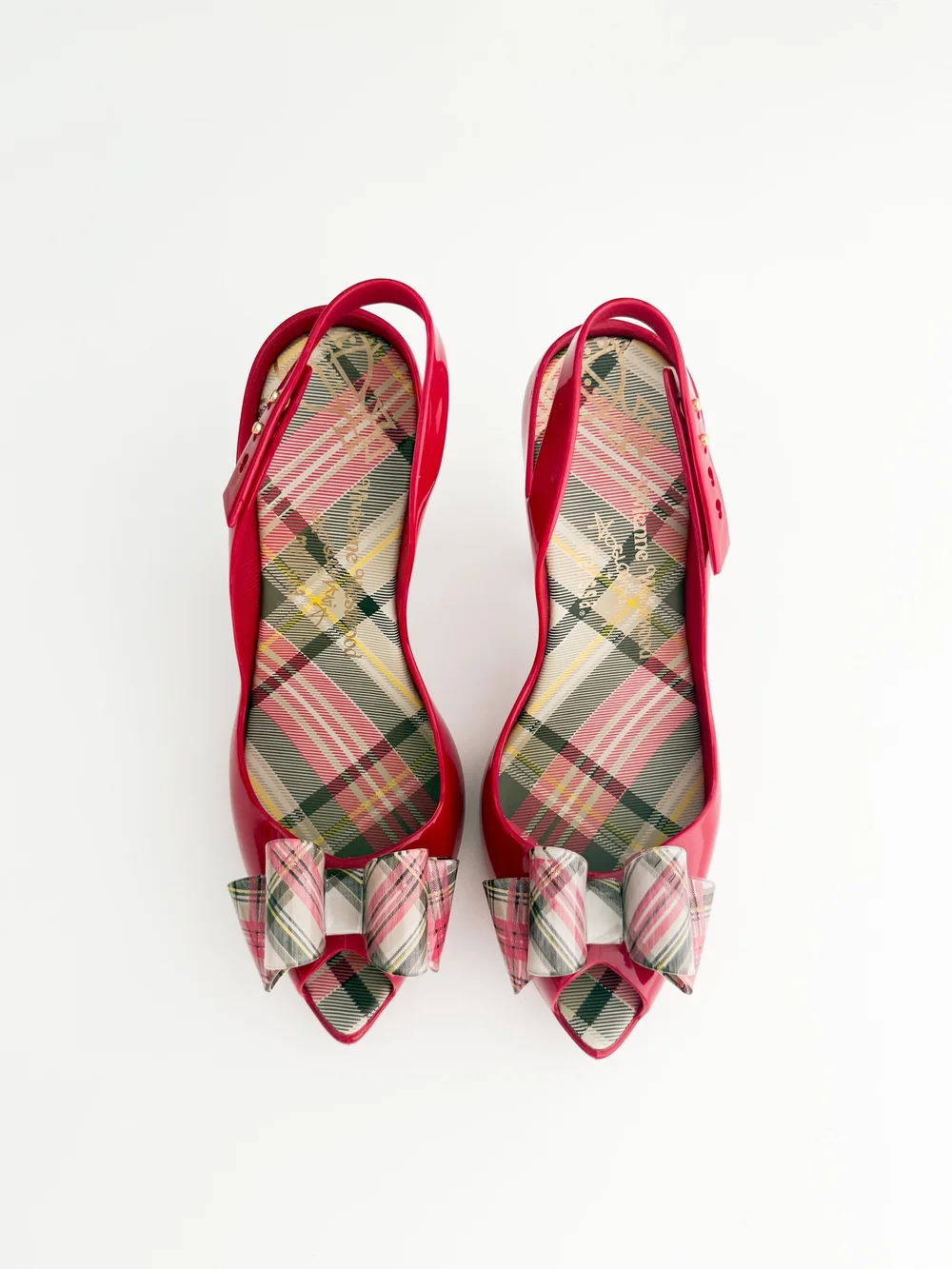 Vivienne Westwood Anglomania x Melissa Plaid Bow Jelly Heels (US 9