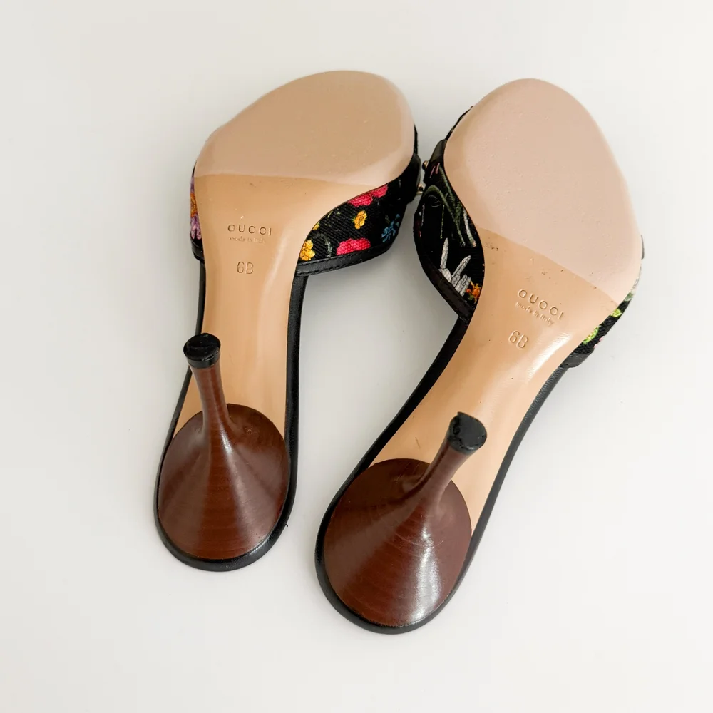 Gucci Flora Horsebit Bamboo Sandal Heels (US 6 B) — sororité.