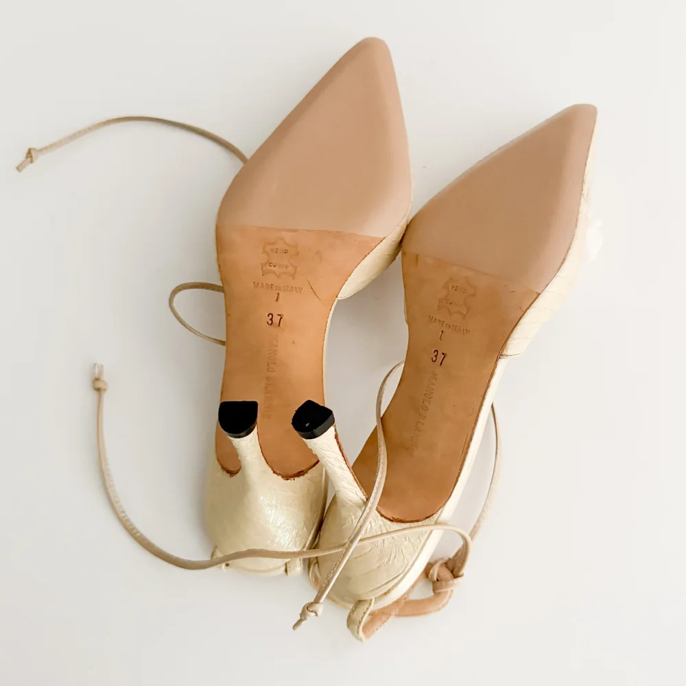 Manolo Blahnik Sakura Cherry Blossom Sparkling Ankle Tie