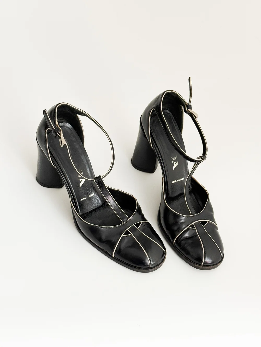 Prada Vintage 2000 Black Leather Mary Jane Heels - As Seen On