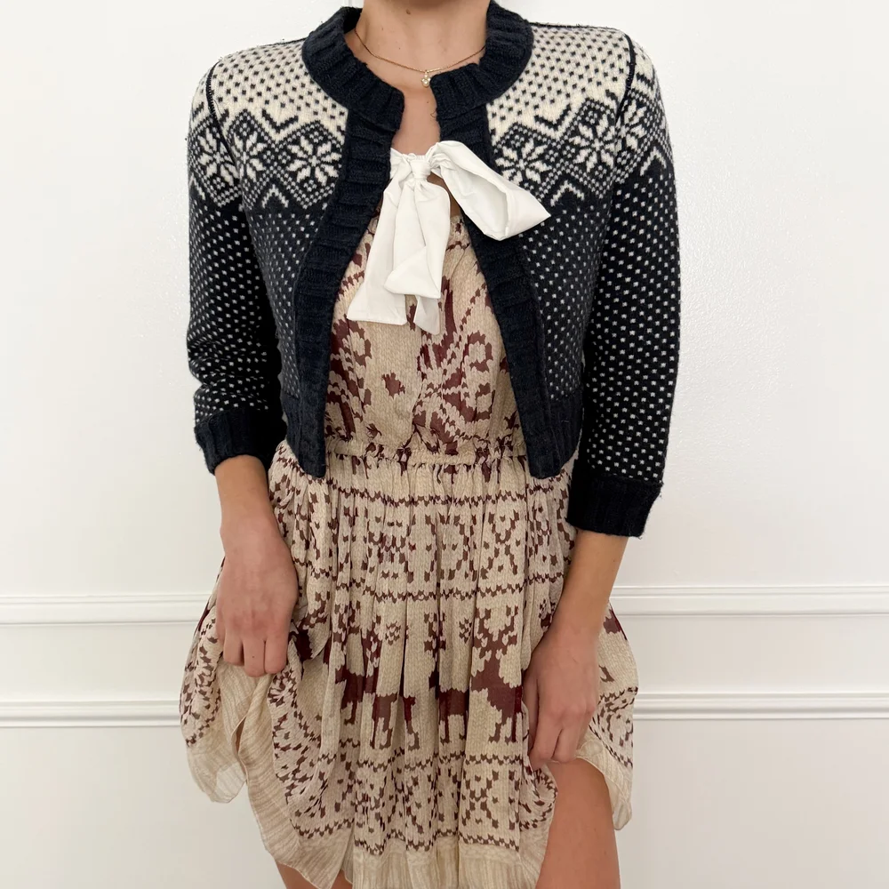 Dolce & Gabbana D&G F/W 2010 Runway Tied Snowflake Wool Cardigan