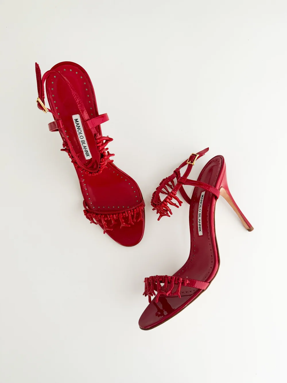 Manolo Blahnik Red Coral Sandal Heels (US 9.5 / IT 39.5
