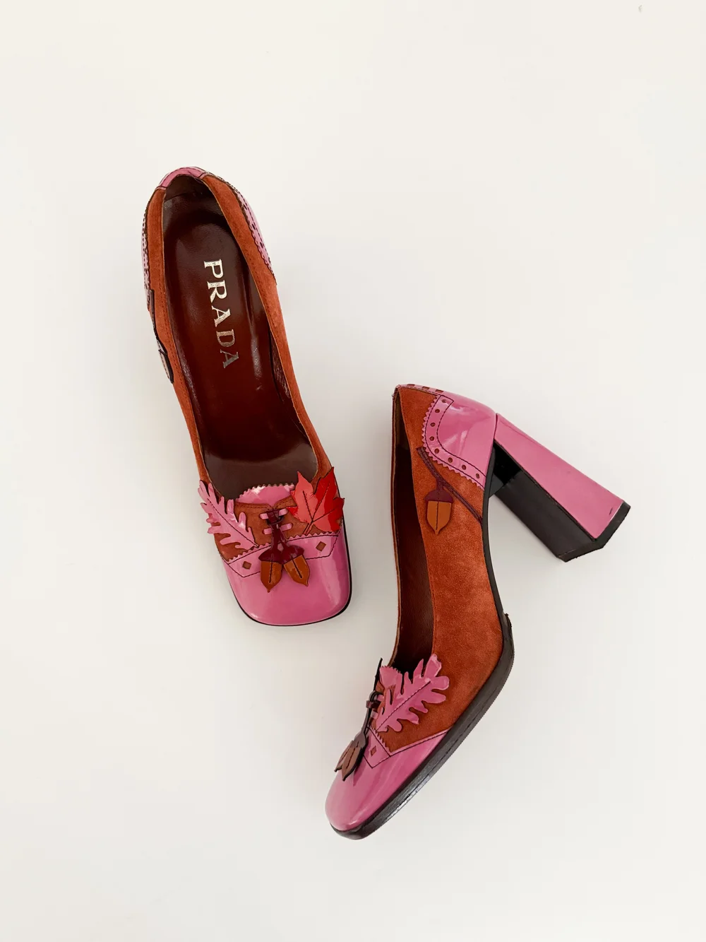 Prada Vintage F/W 1999 Patent Leather Autumn Leaves Heels (US 7