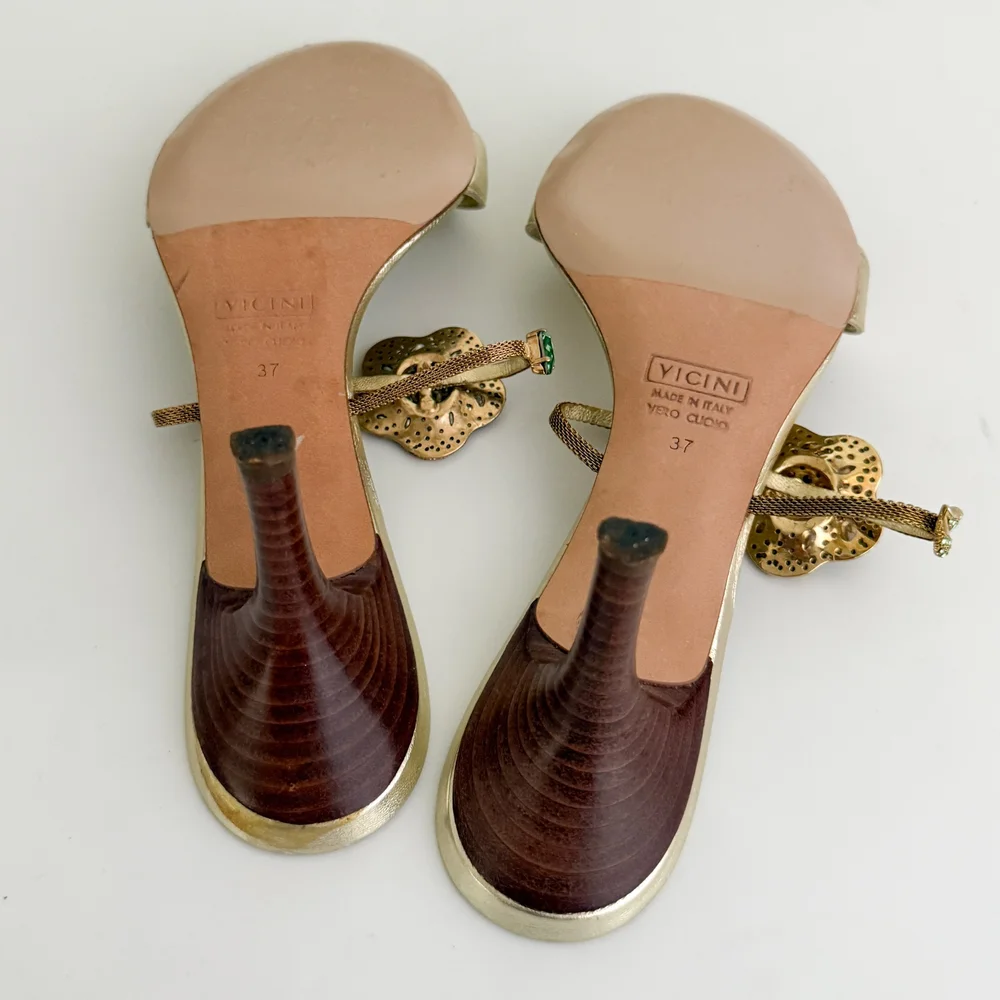 Giuseppe Zanotti Italian Luxury Rhinestone Floral Sandal Heels (US