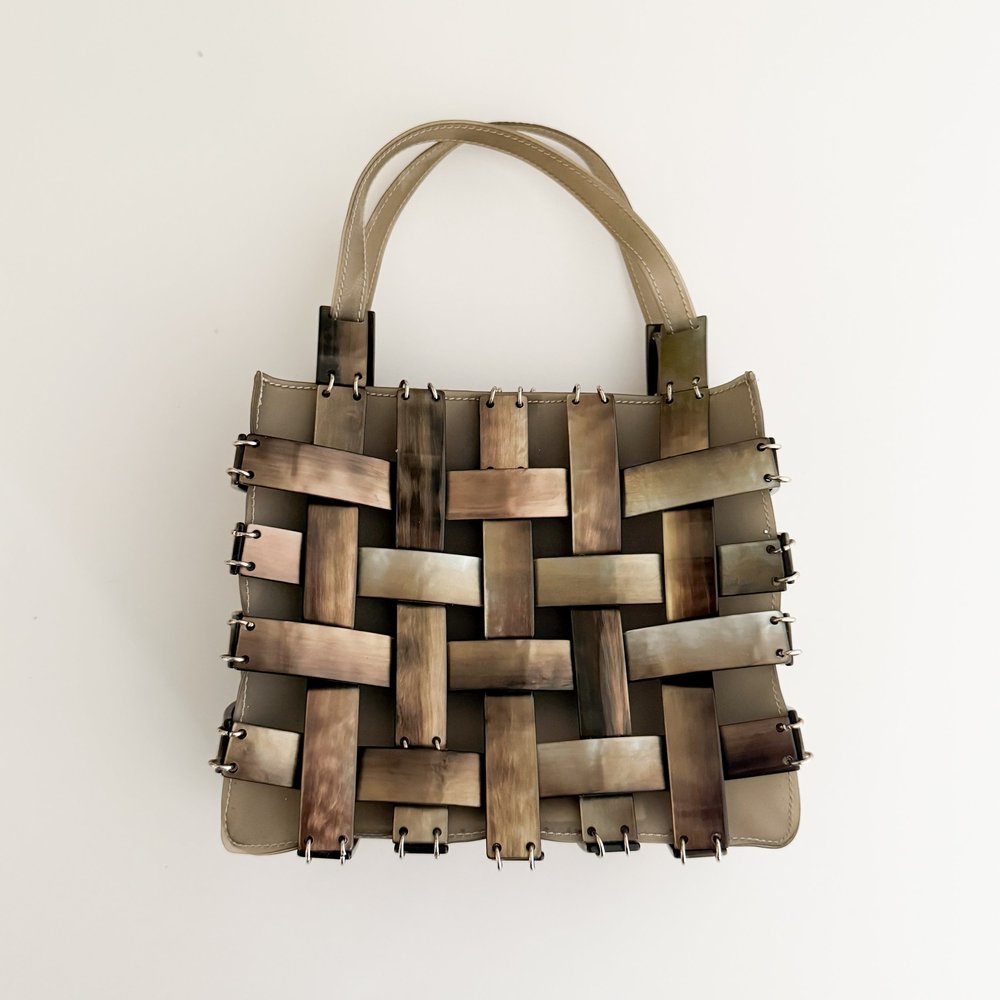 Bottega Veneta Vintage Iconic Intrecciato Mother of Pearl Purse