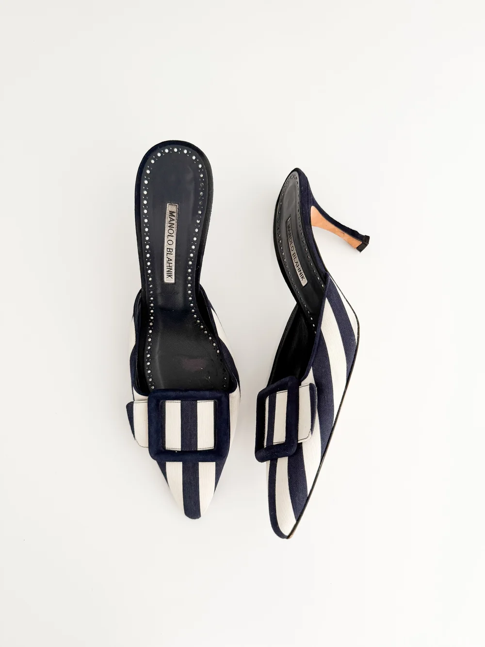 Manolo Blahnik ストライプハイヒール Manolo Blahnik ストライプハイヒール Manolo Blahnik