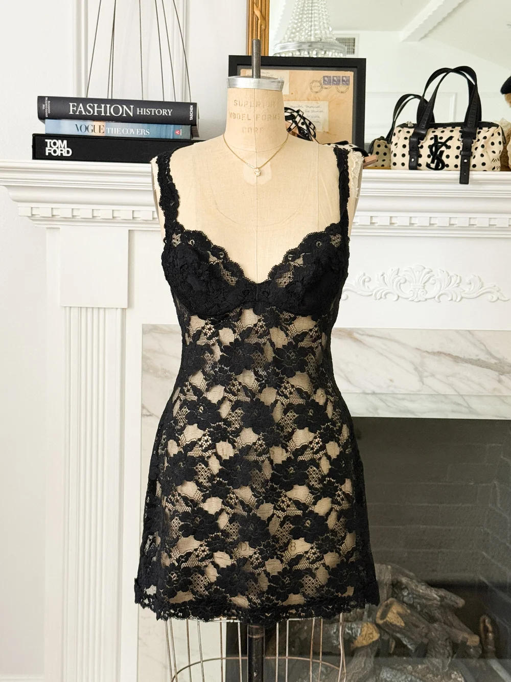 La Perla Vintage 1990's Floral Lace Sheer Little Black Bustier
