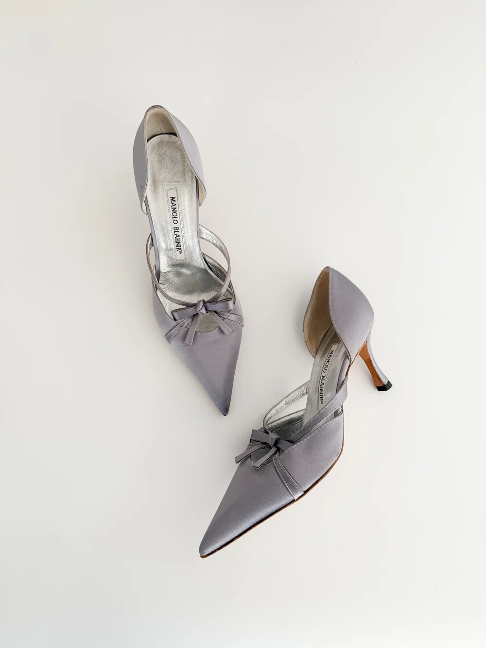 Manolo Blahnik Vintage Lavender Satin Bow Heels (US 7.5 / IT