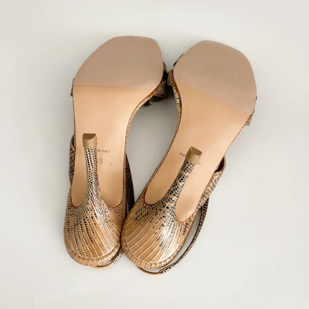 Rene Caovilla レオパード柄 ハイヒール 39 René Caovilla Luxurious Italian Lace Leopard Bow Slingback