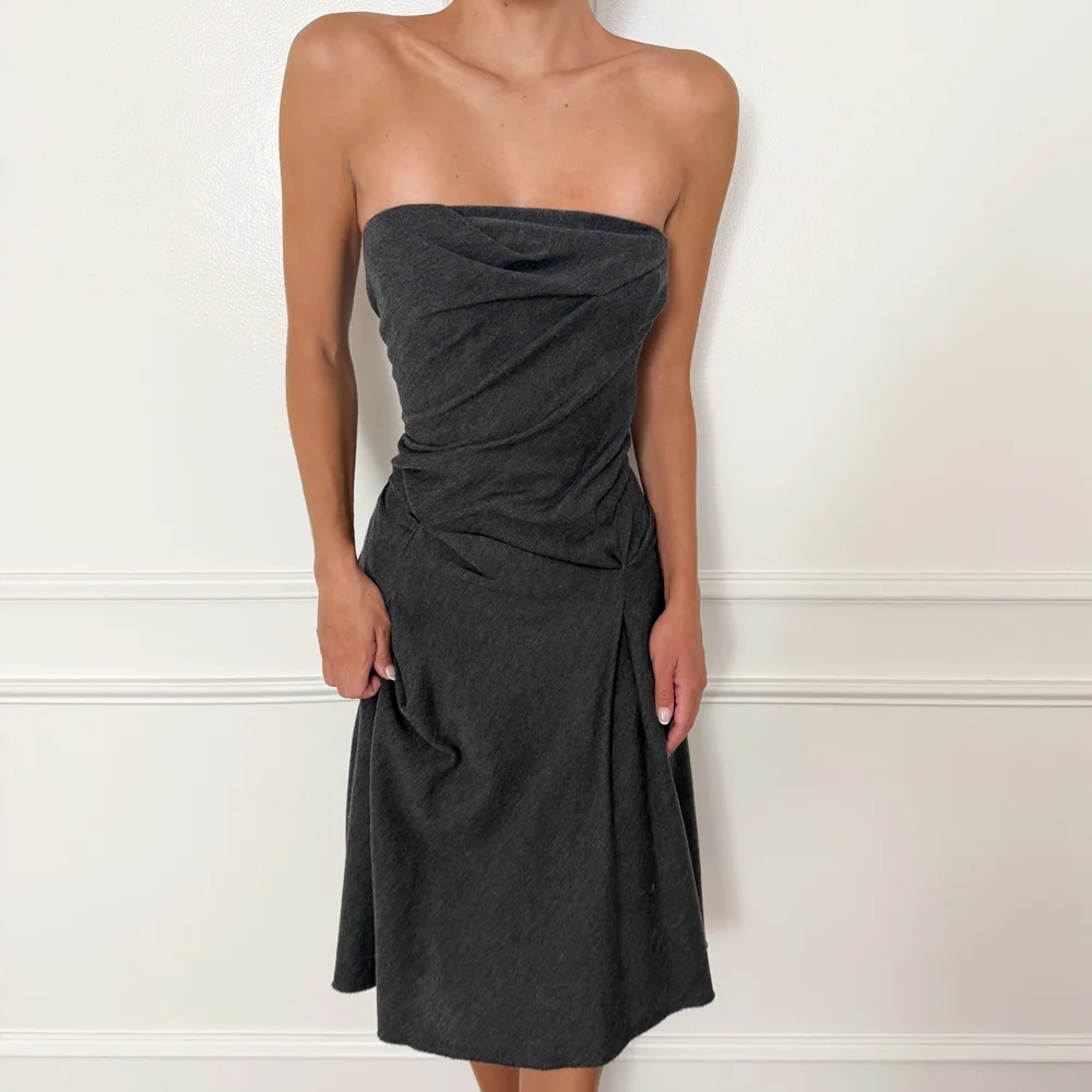 Louis Vuitton by Marc Jacobs 2006 Gray Wool & Silk Bustier Dress (Small) — sororité